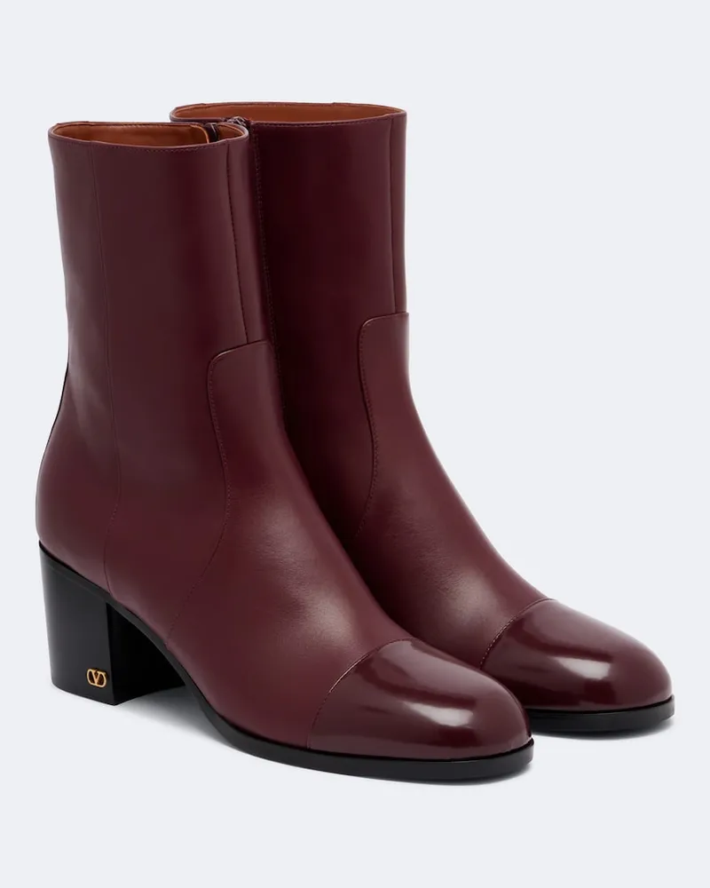 Valentino Garavani Ankle Boots New Boot aus Leder Burgunderrot