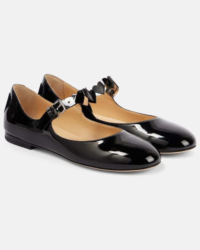 Mach & Mach Ballerinas Special Heart aus Lackleder Schwarz
