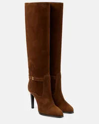 Saint Laurent Stiefel Diane 100 aus Veloursleder Braun