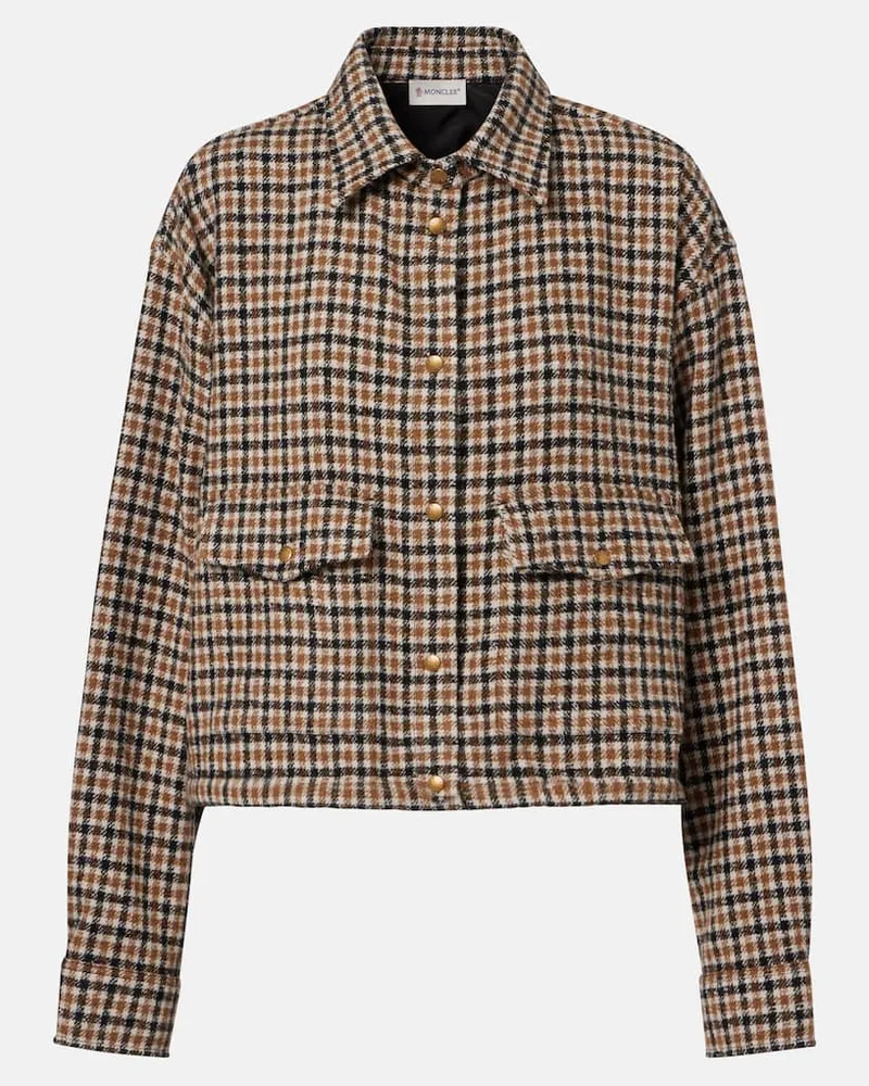 Moncler Cropped-Blouson aus einem Wollgemisch Neutral