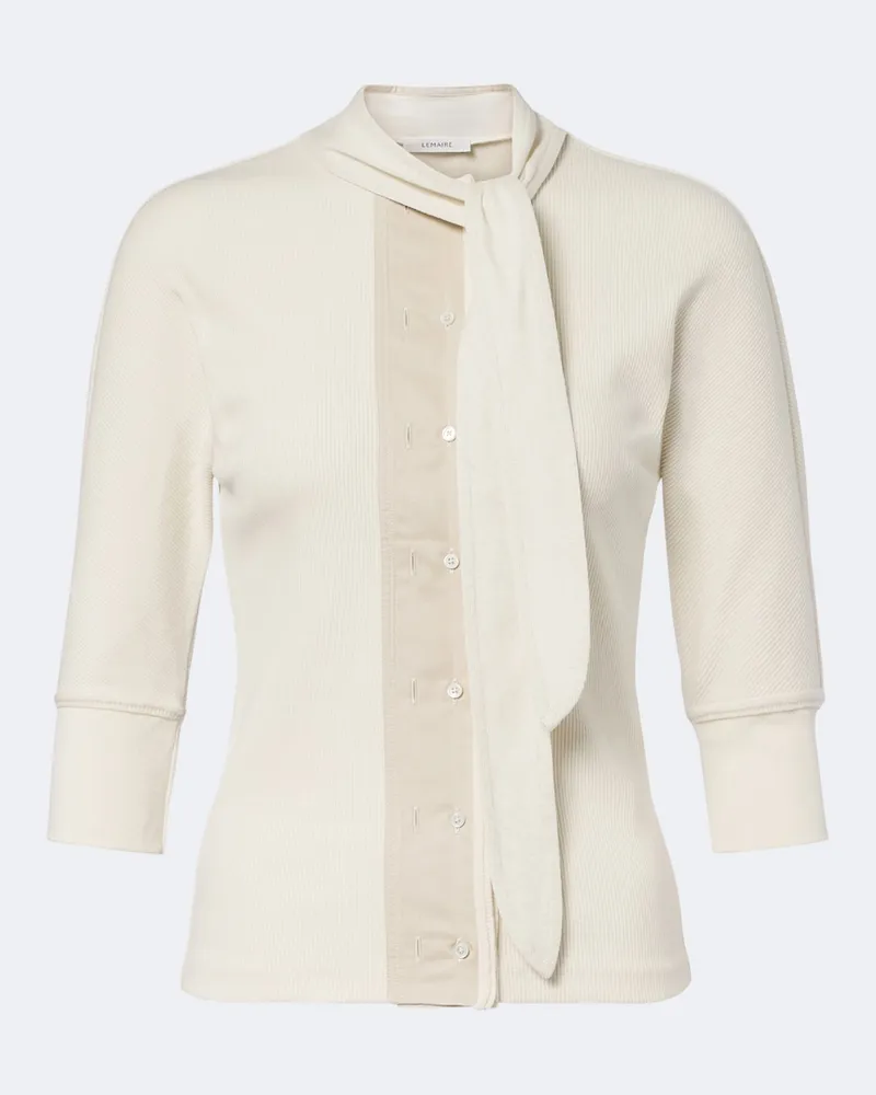 Christophe Lemaire Rippstrick-Top aus Baumwolle und Leinen Beige