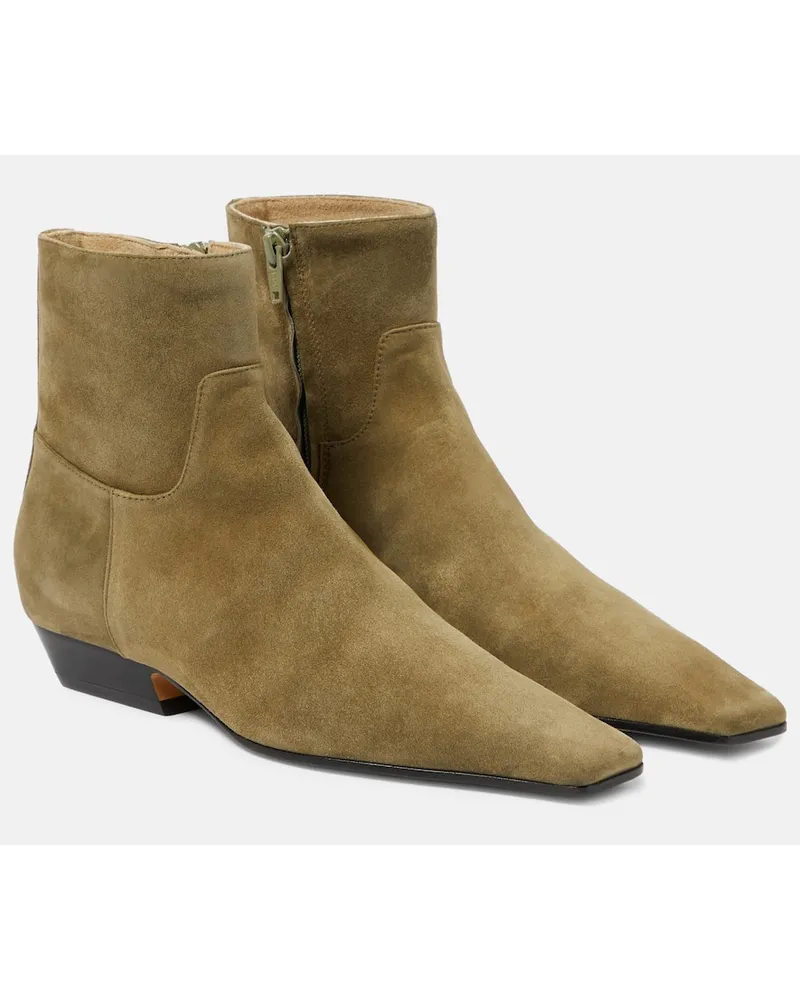 KHAITE Ankle Boots Marfa aus Veloursleder Gruen