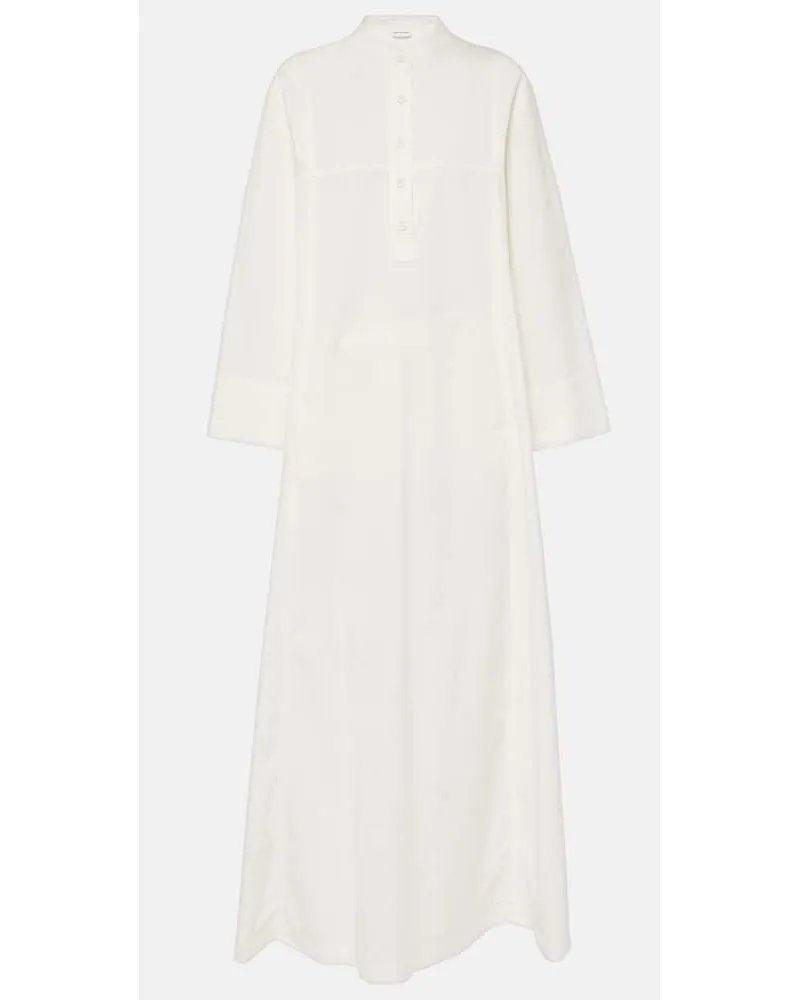 Dries van Noten Maxikleid aus Baumwolle Weiss