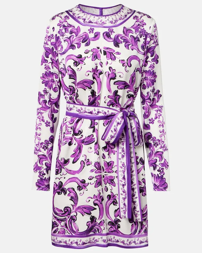 Dolce & Gabbana Minikleid Majolica aus einem Seidengemisch Weiß