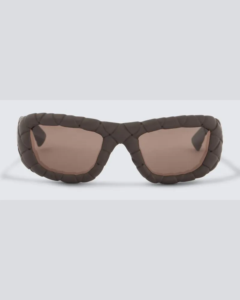Bottega Veneta Eckige Sonnenbrille Intrecciato Braun