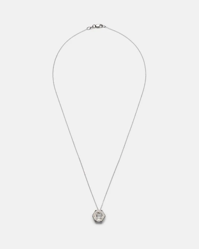 Ileana Makri Halskette Nut Pendant aus 18kt Weißgold mit Diamanten Silber
