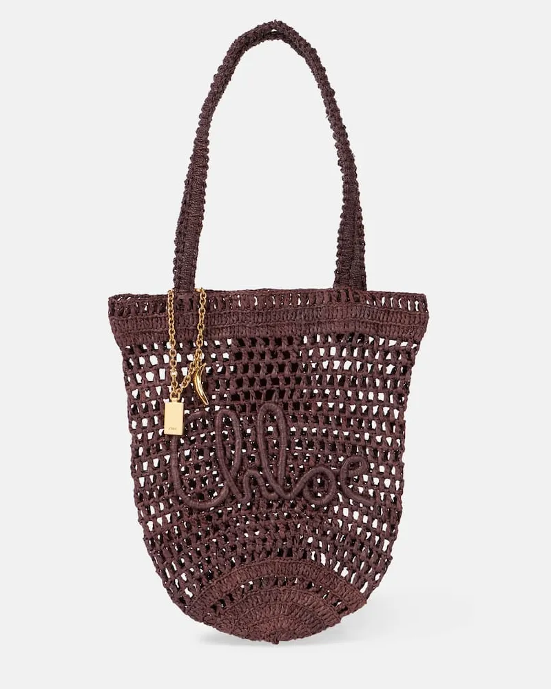 Chloé Chloé Tote Bag Summer Banana Small aus Raffiabast Braun