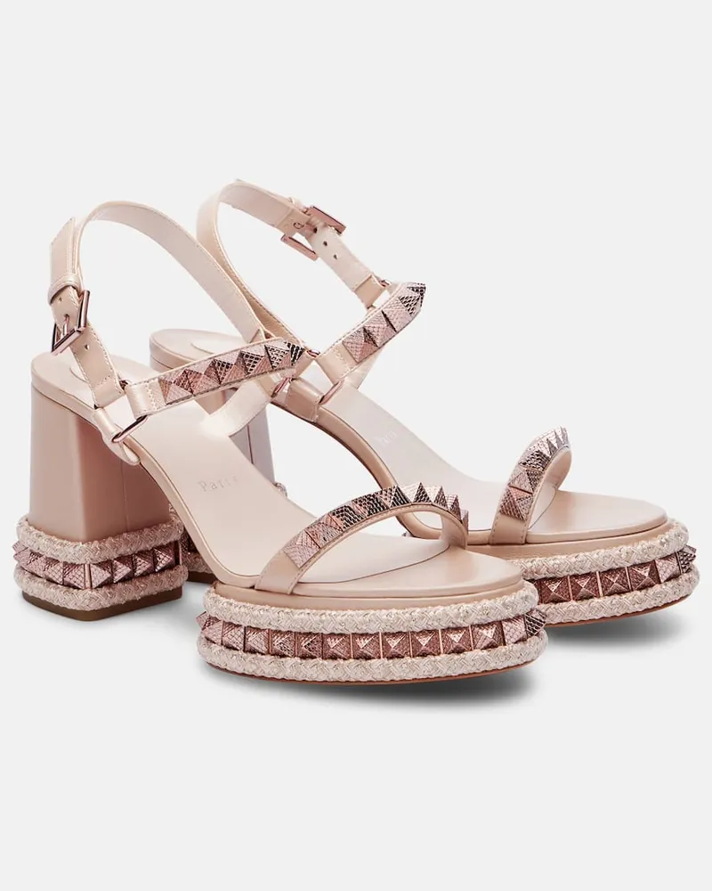 Christian Louboutin Plateausandalen Superaclou 85 aus Leder Beige