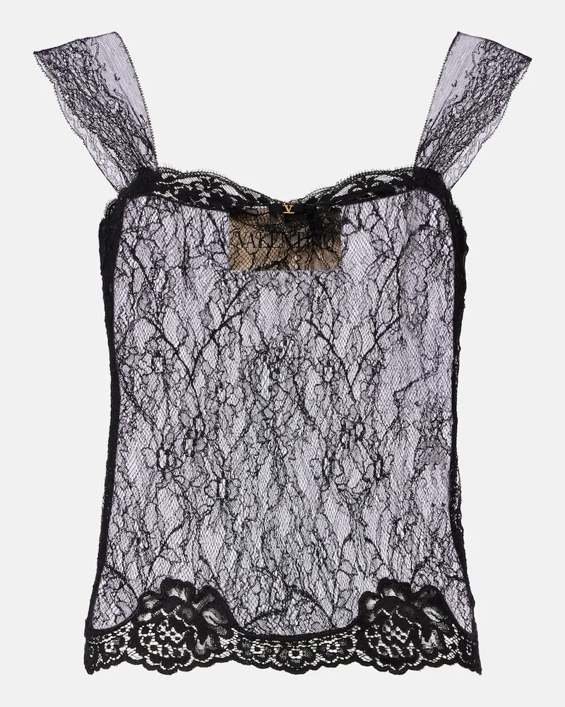 Valentino Garavani Top aus Spitze Schwarz