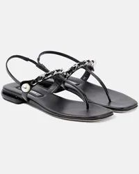 Miu Miu Verzierte Sandalen aus Lackleder Schwarz