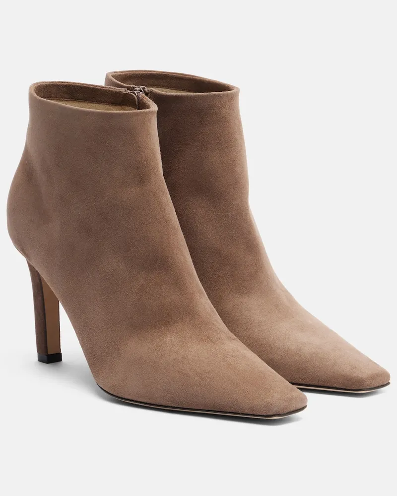 The Row Ankle Boots aus Veloursleder Grau