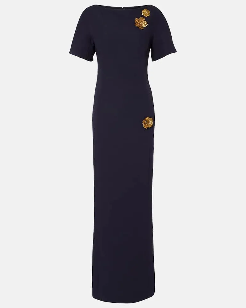 Safiyaa Verzierte Robe Lacin aus Crêpe Blau