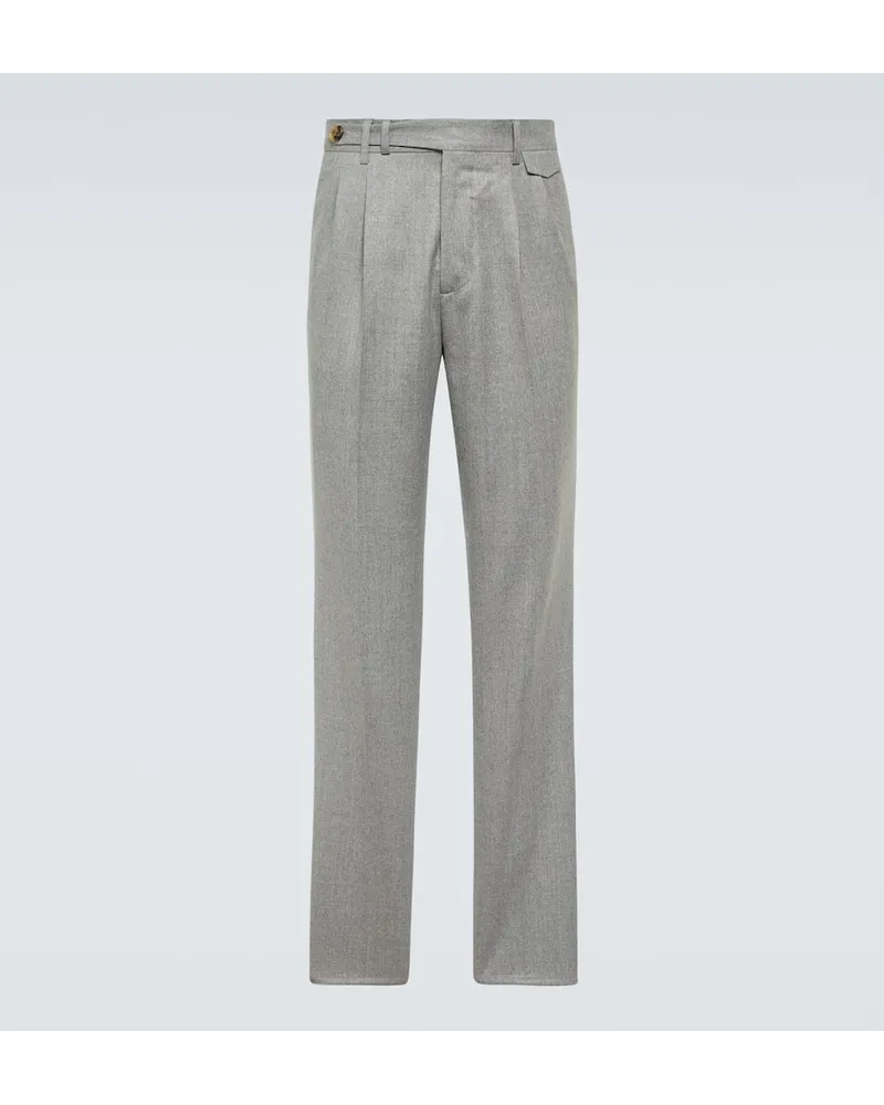 Brunello Cucinelli Chinohose aus Wollflanell Grau