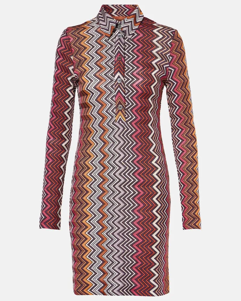 Missoni Hemdblusenkleid aus Häkelstrick Multicolor