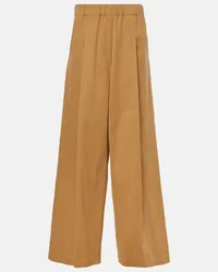 Dries van Noten Weite Hose aus Baumwolle Beige