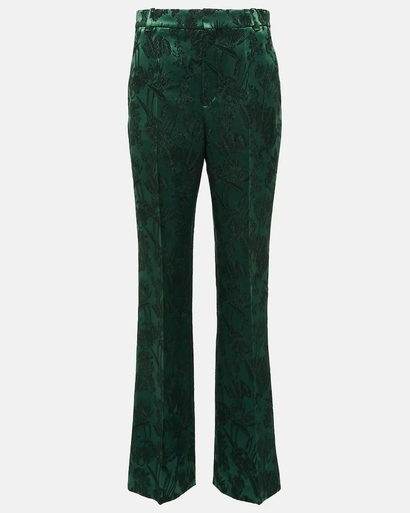 Chloé Chloé Schmale Hose aus Wolle und Seide Grün