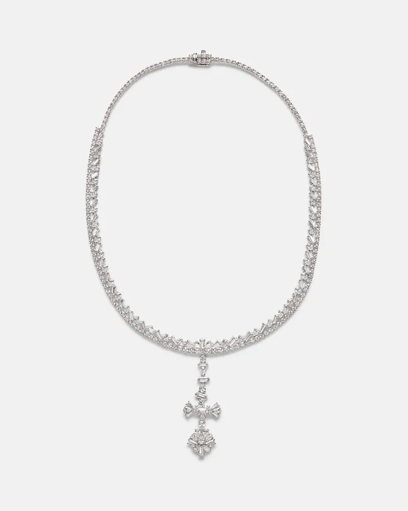 YEPREM Halskette Y-Couture aus 18kt Weißgold mit Diamanten Silber