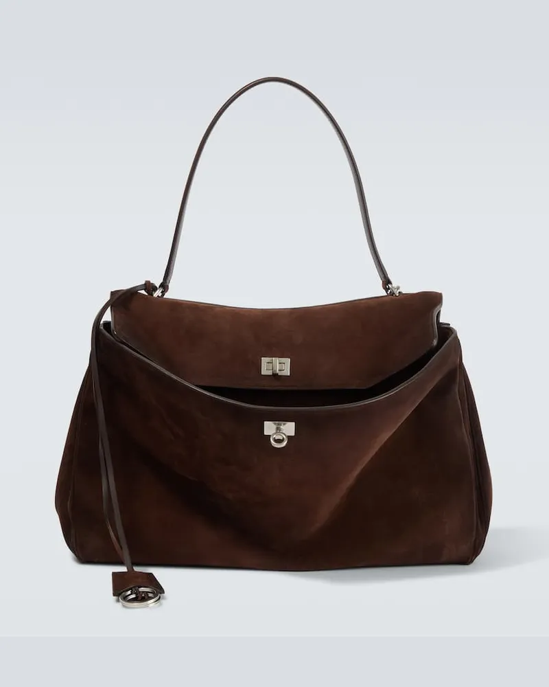 Balenciaga Tote Bag Rodeo aus Veloursleder Braun