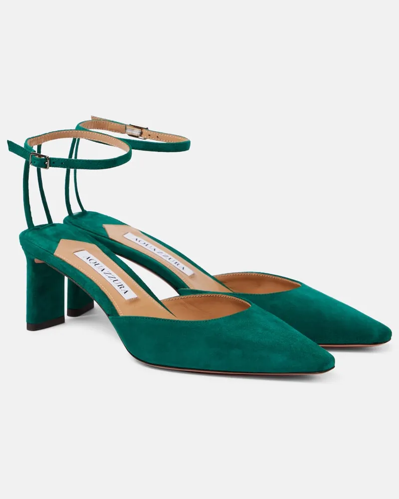 Aquazzura Pumps Blade 65 aus Veloursleder Grün