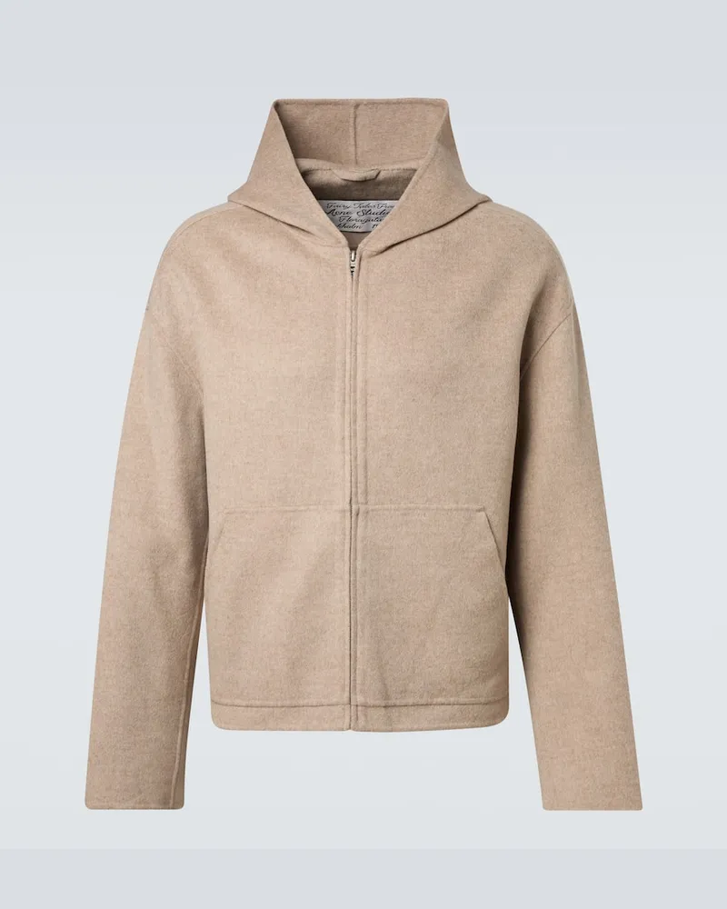 Acne Studios Kapuzenjacke aus Wolle und Kaschmir Beige
