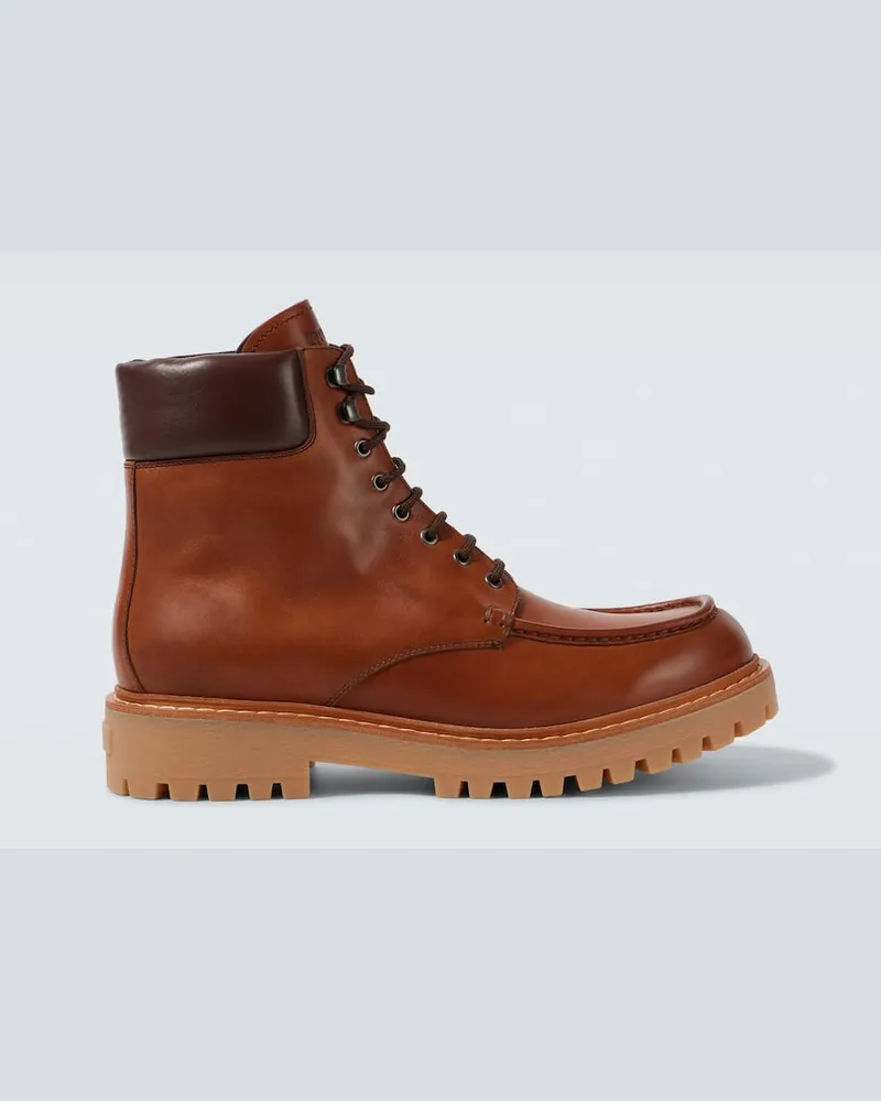 Prada Schnürstiefel aus Leder Braun