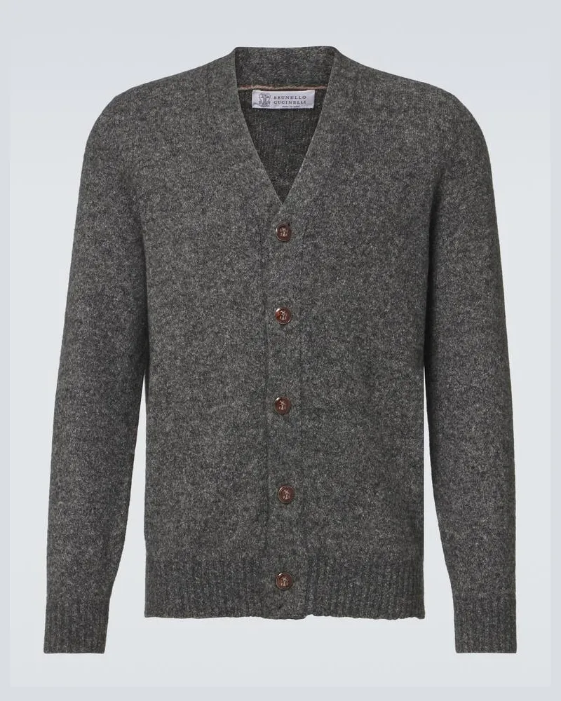 Brunello Cucinelli Cardigan aus Alpakawolle und Baumwolle Grau