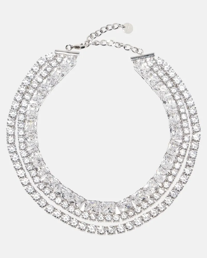 Self-Portrait Choker mit Kristallen Silber