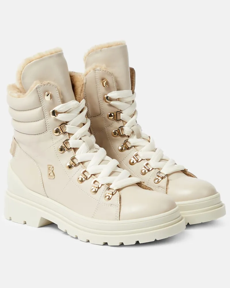 Bogner Schnürstiefel aus Leder mit Shearling Beige