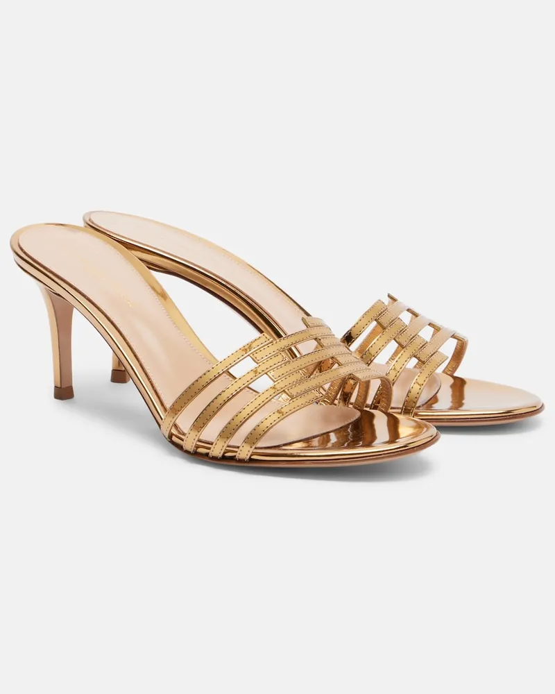 Gianvito Rossi Pantoletten aus Metallic-Leder Gold