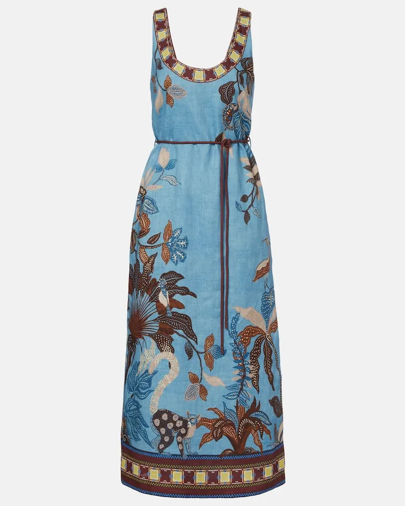 ALEMAIS Alémais Midikleid Georgie aus Leinen Blau