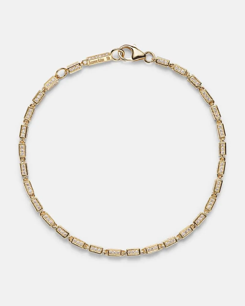 Suzanne Kalan Armband Block-Chain Mini aus 18kt Gelbgold mit Diamanten Gold