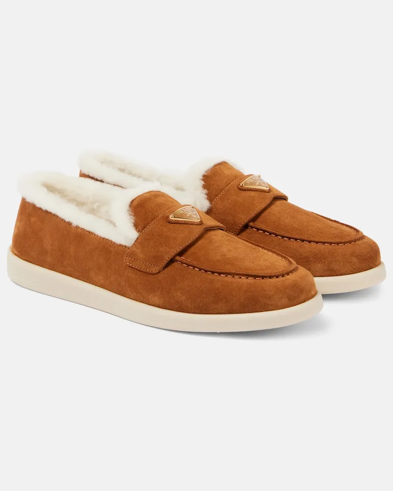 Prada Loafers Saint Tropez aus Veloursleder Beige