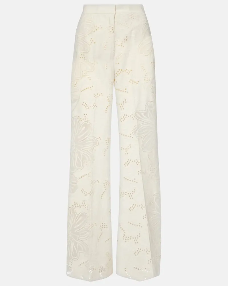Elie Saab Weite High-Rise-Hose Weiß
