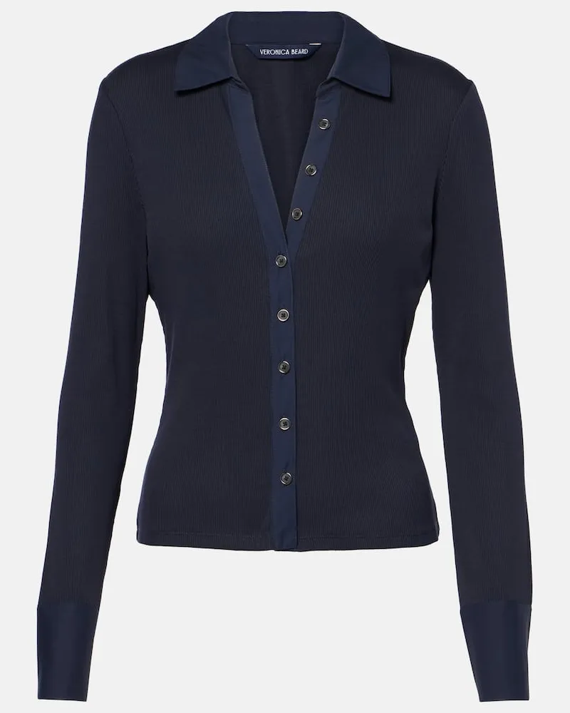 Veronica Beard Top Scottie aus einem Baumwollgemisch Blau
