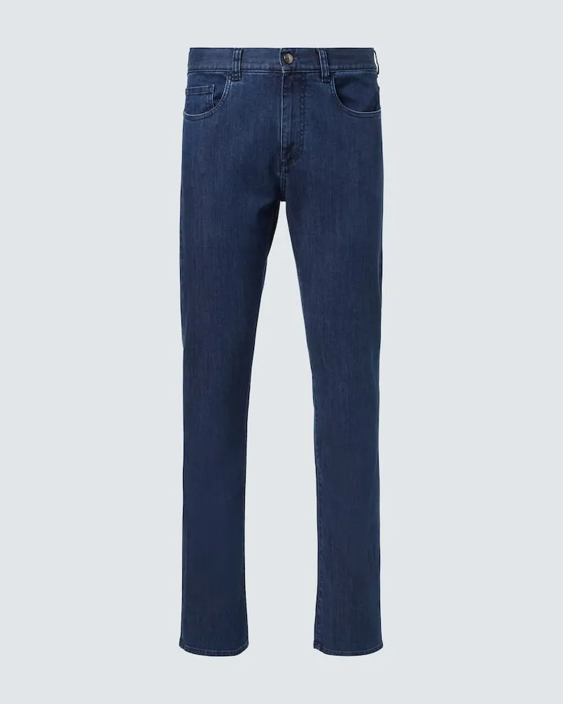 Canali Mid-Rise Slim Jeans Blau