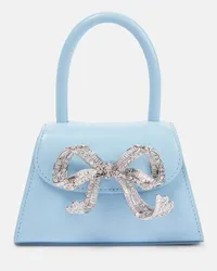 Self-Portrait Tote The Bow Micro aus Leder Blau