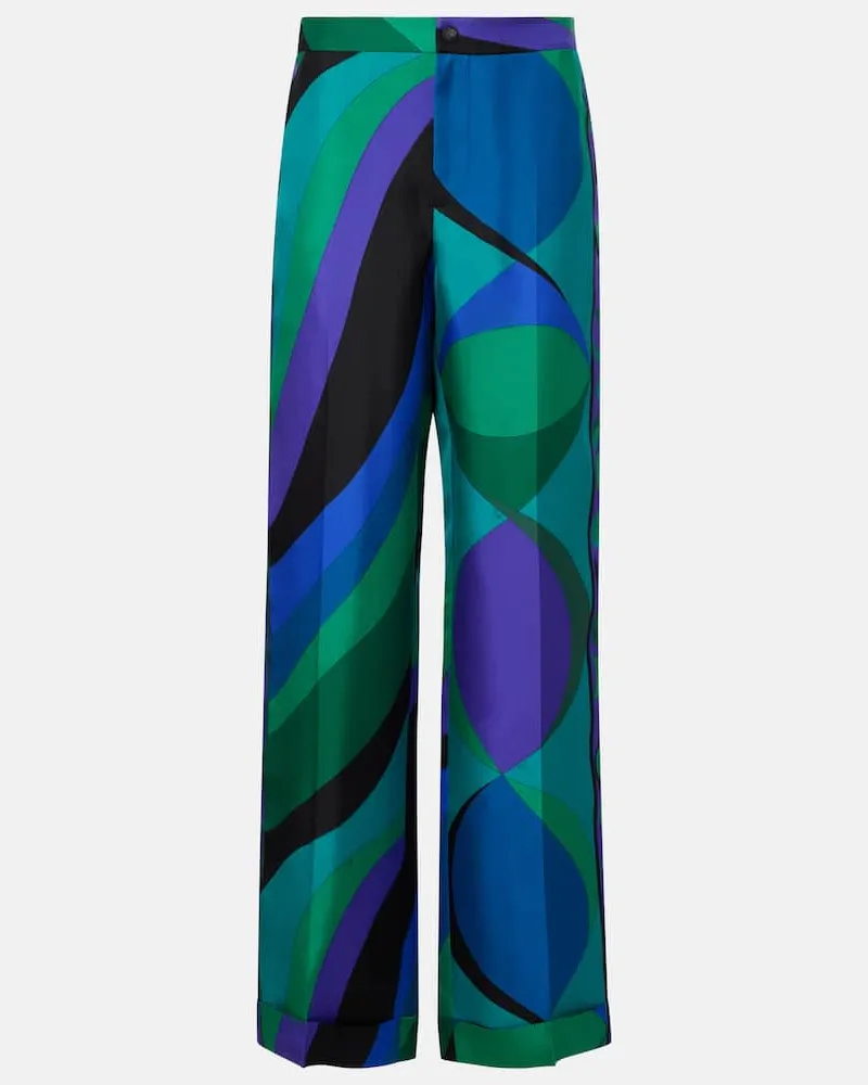 Emilio Pucci Bedruckte Hose aus Seide Multicolor