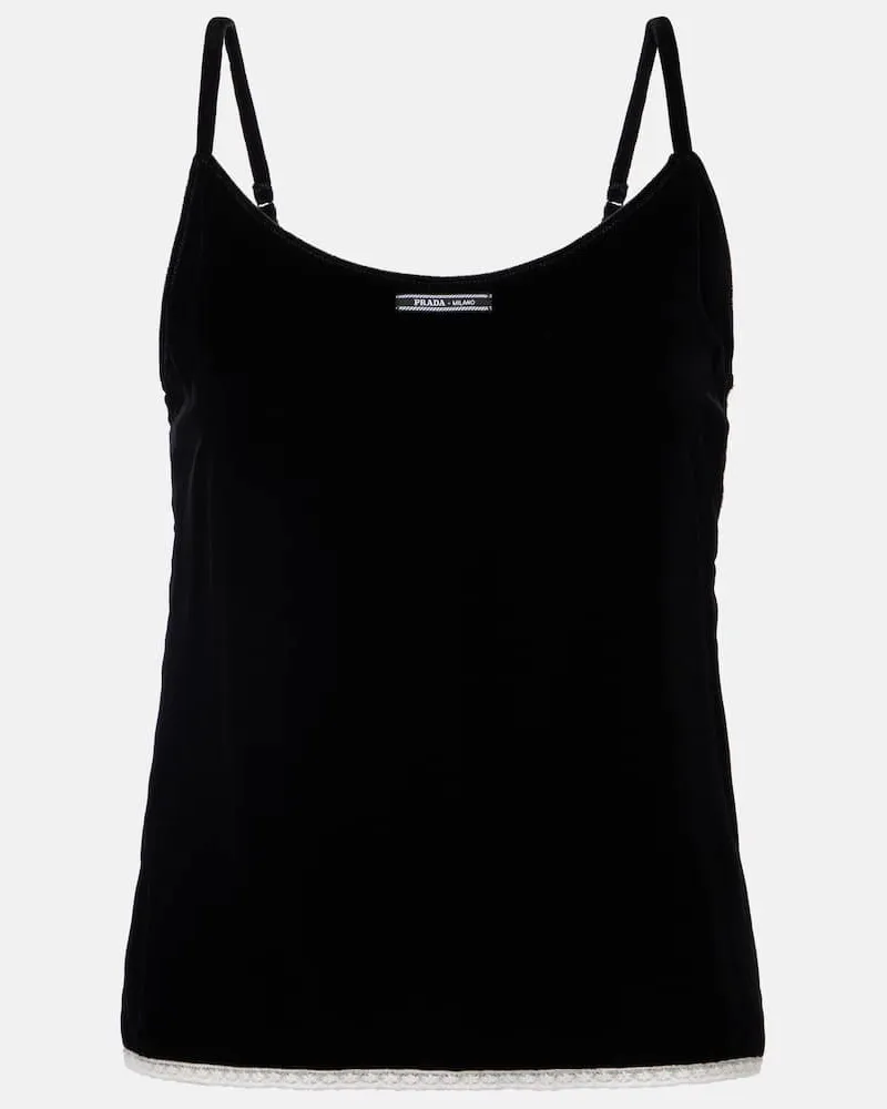 Prada Top aus Samt mit Spitze Schwarz