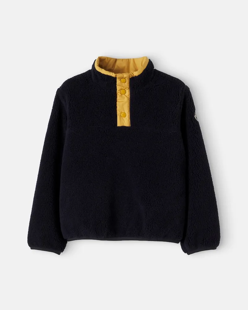 Moncler Bestickter Pullover aus Fleece Blau