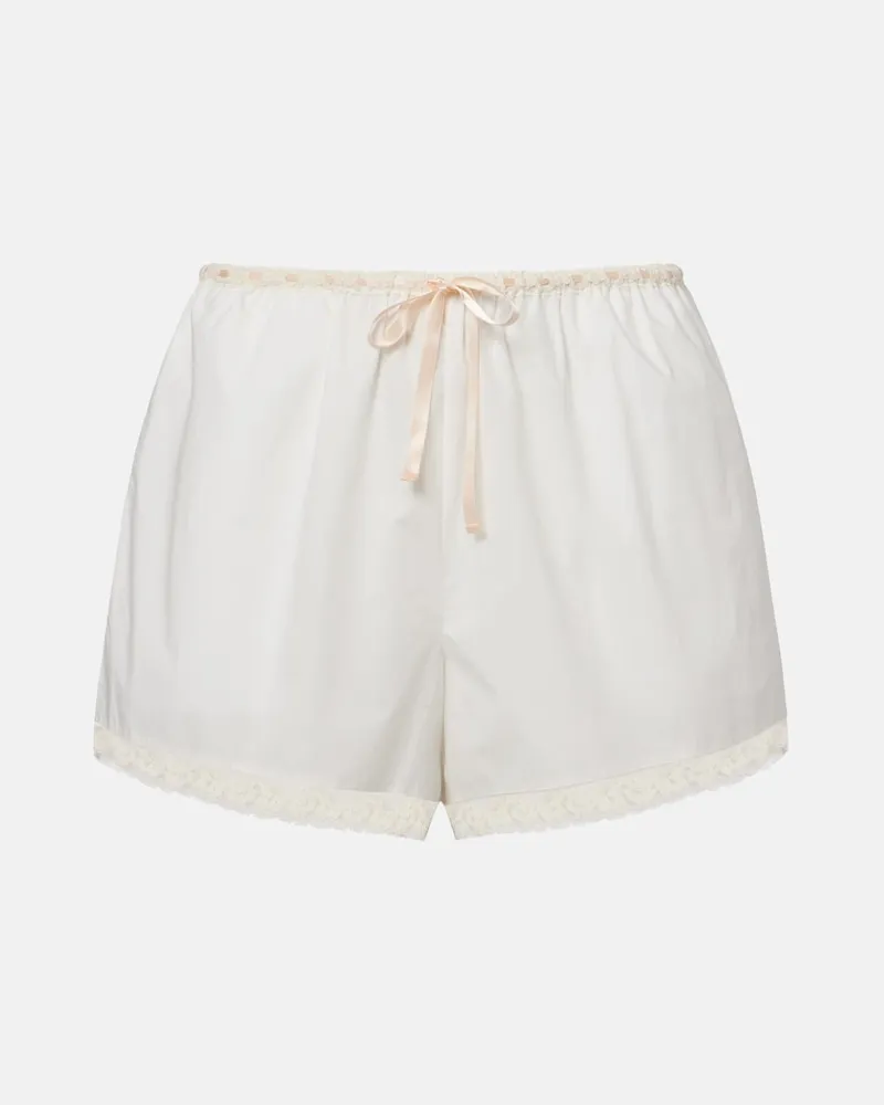 Posse Shorts Alma aus Baumwolle mit Spitze Weiß