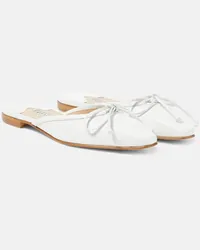 Manolo Blahnik Slippers Ballerimu aus Leder Weiss