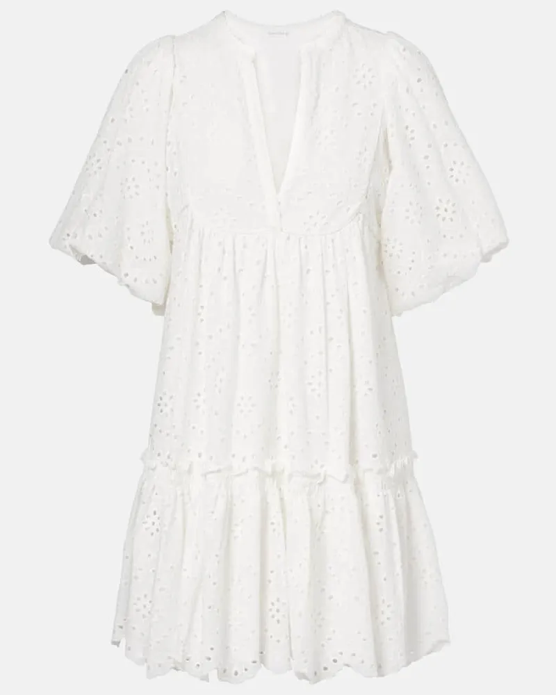 Poupette St Barth Minikleid Cruz aus Baumwolle Weiß