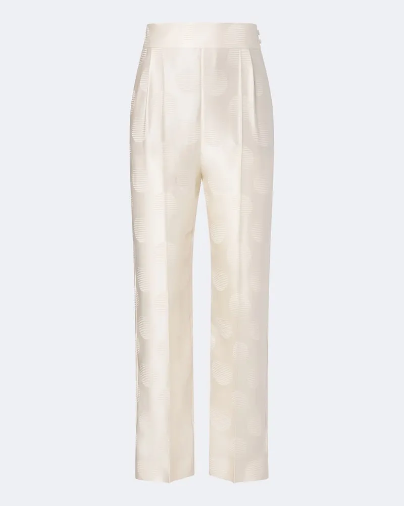 Valentino Garavani Schmale Hose aus Seiden-Jacquard Weiß