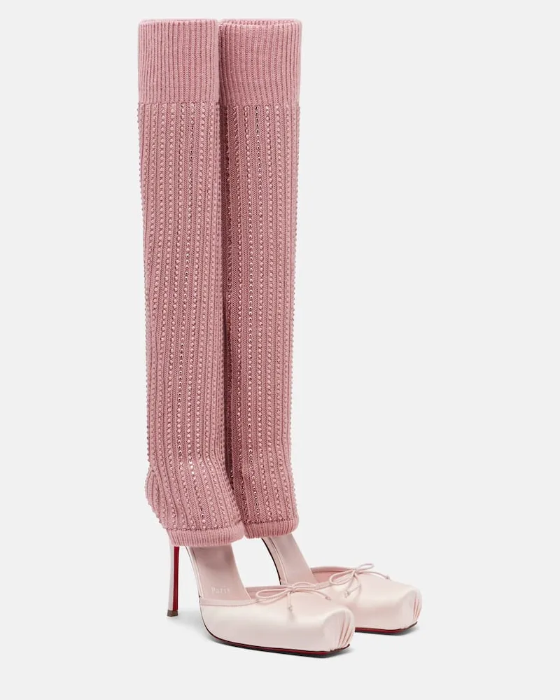 Christian Louboutin Pumps Cassia aus Satin mit Kristallen Rosa