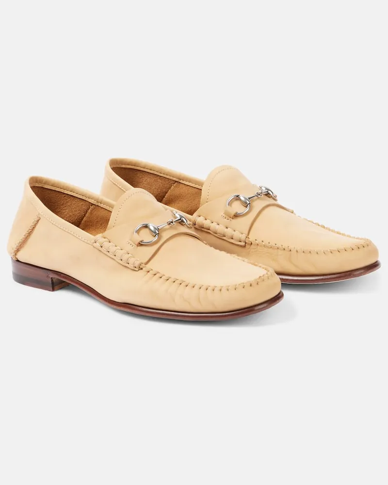 Gucci Loafers Gigi Horsebit aus Veloursleder Beige