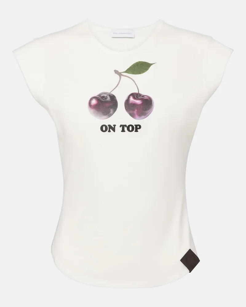Stella McCartney Bedrucktes T-Shirt aus Baumwoll-Jersey Weiß