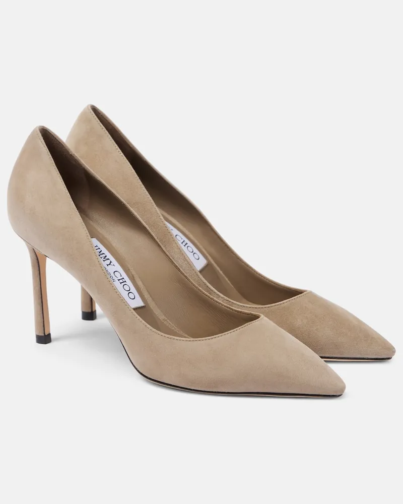 Jimmy Choo Pumps Romy 85 aus Veloursleder Beige