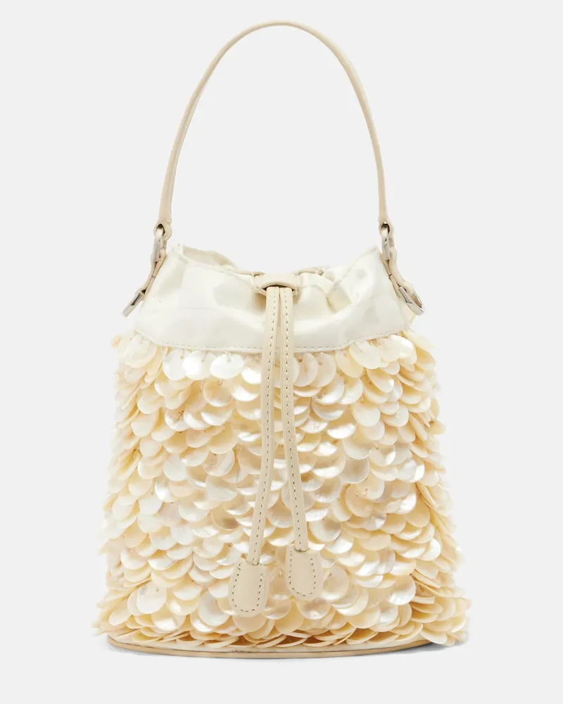 STAUD Bucket-Bag Lila Mini mit Kristallen Weiß
