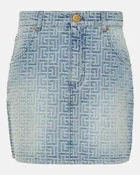 Balmain Jeansrock Monogram Blau