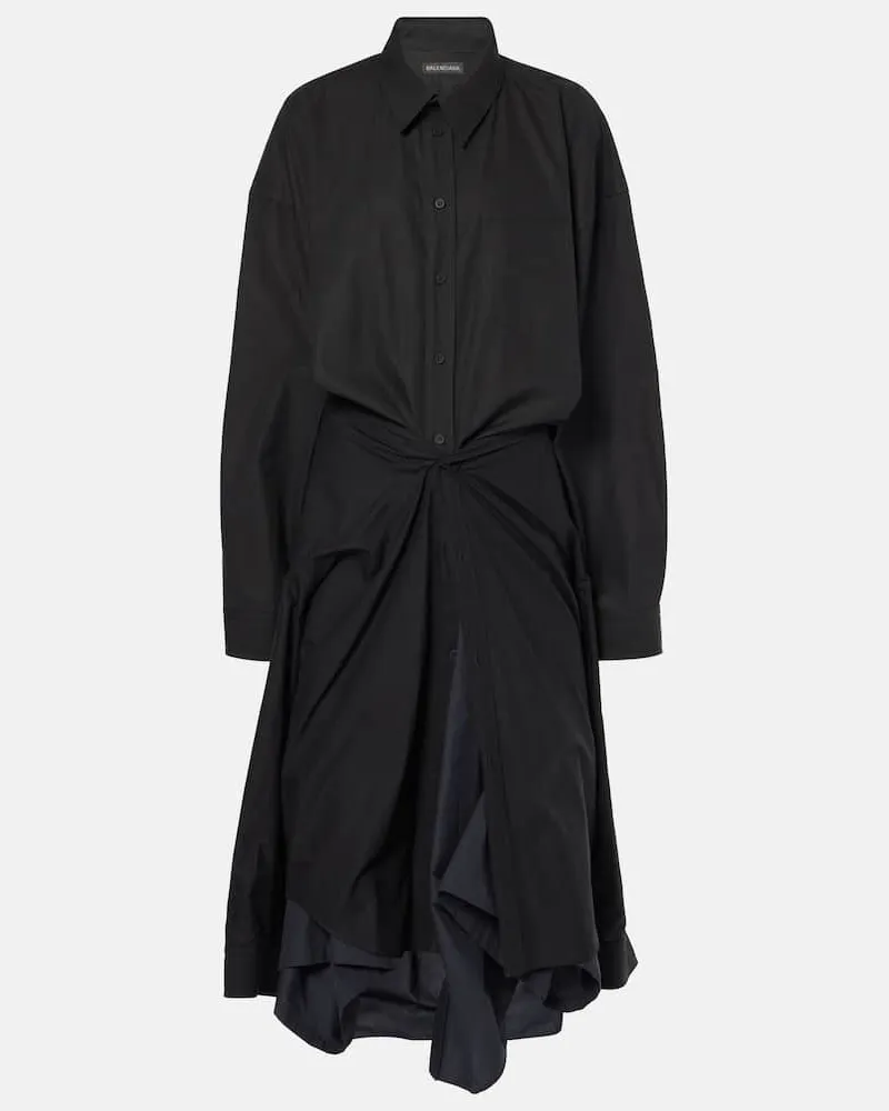 Balenciaga Hemdblusenkleid aus Baumwolle Schwarz